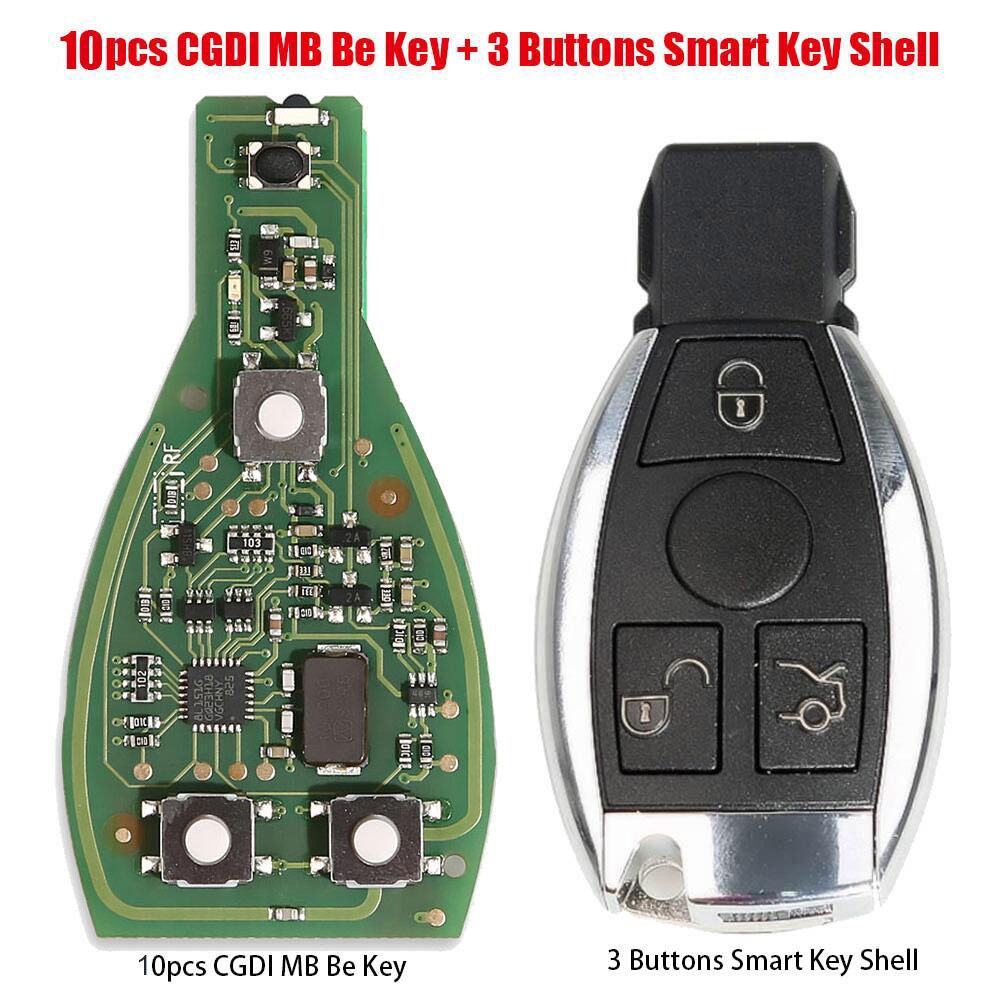 10pcs Original CGDI MB Be Key V1.3 with Smart Key Shell 3 Button for Mercedes Benz Get 10 Free Tokens for CGDI MB