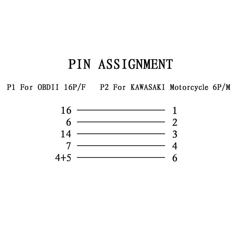 6Pin to 16 Pin OBD2 Connector OBD Extension Cables Adapters for Kawasaki Motorcycle Z Serie