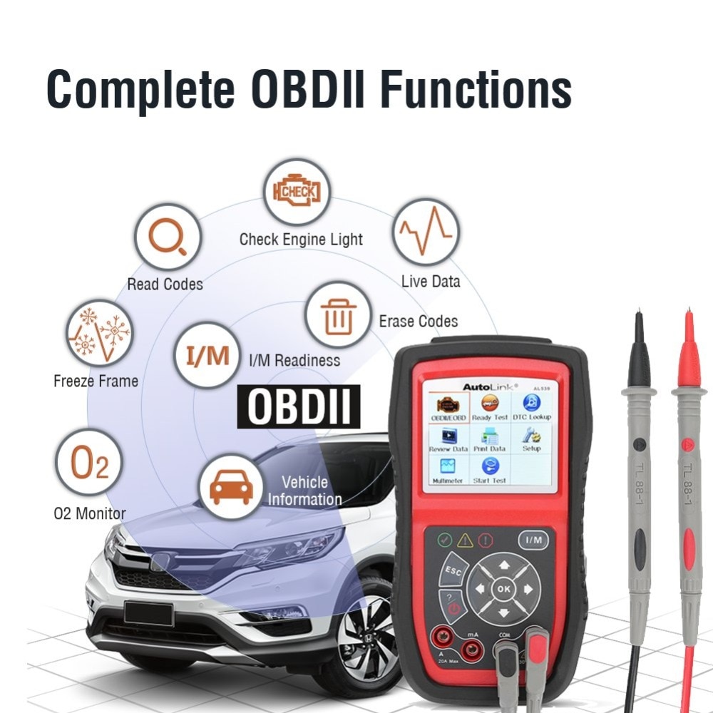 Original Autel AutoLink AL539 OBDII/CAN Scan Tool Update Online Multi Language Support