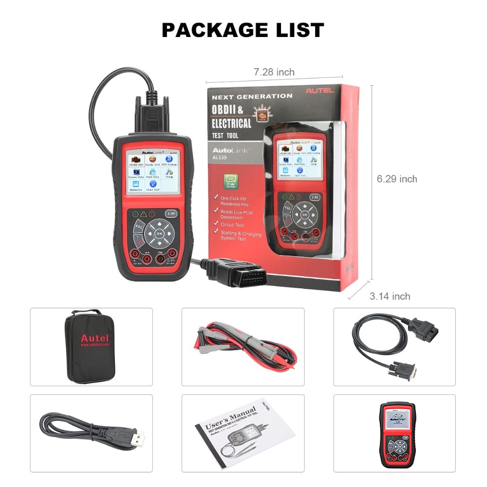 Original Autel AutoLink AL539 OBDII/CAN Scan Tool Update Online Multi Language Support