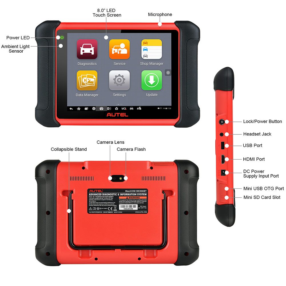 Autel MaxiCOM MK906BT OBD2 Diagnostic Scanner Multi-Language Support ECU Coding/ Injector Coding