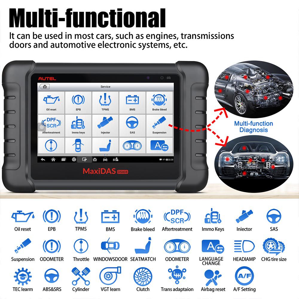 Original Autel MaxiDAS DS808K Tablet Diagnostic Tool Full Set Support Injector Coding & Key Coding