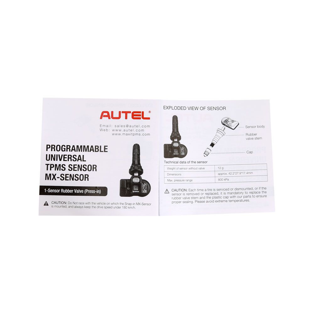 4pcs Autel MX-Sensor 315MHz+433MHz 2 in 1 Universal Programmable TPMS Sensor Metal/Rubber