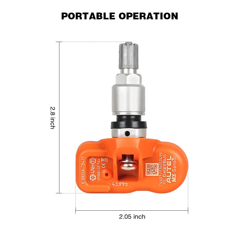 Autel MX-Sensor 315MHz+433MHz 2 in 1 Universal Programmable TPMS Sensor Metal/Rubber OE Level Tire Pressure Monitoring System