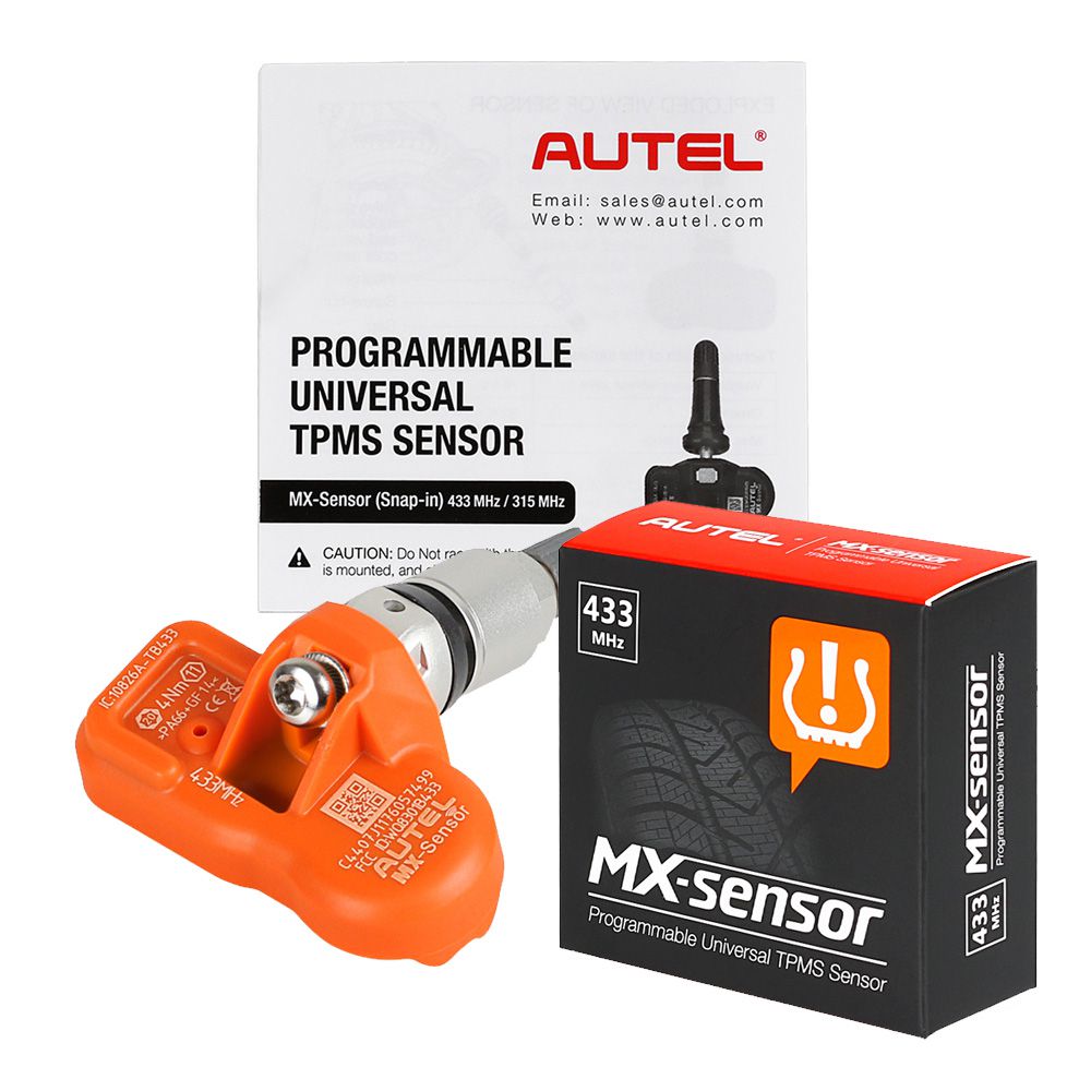 Autel MX-Sensor 315MHz+433MHz 2 in 1 Universal Programmable TPMS Sensor Metal/Rubber OE Level Tire Pressure Monitoring System