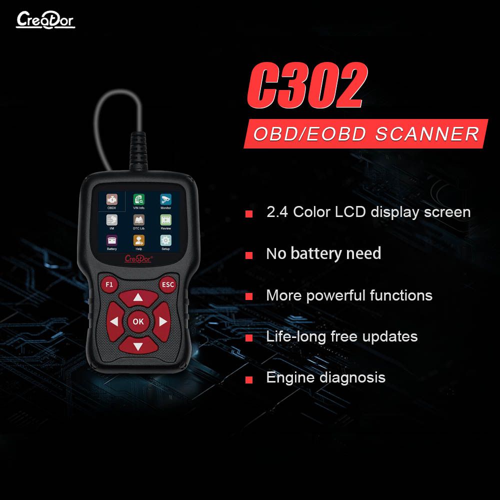 Creator C302 OBDII/EOBD Scanner OBDII Code Reader and Car Diagnostic Tool OBDII Automotive Scanner