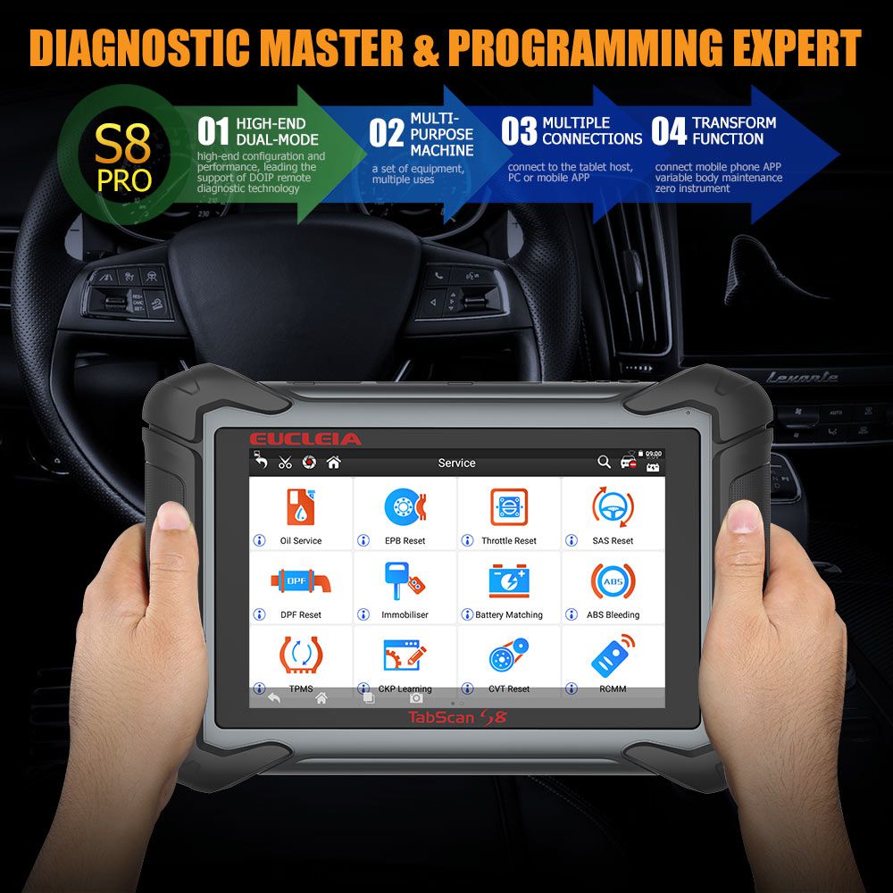 EUCLEIA TabScan S8 Pro Automotive Intelligent Dual-mode Diagnostic System Free Update Online for 18 Months