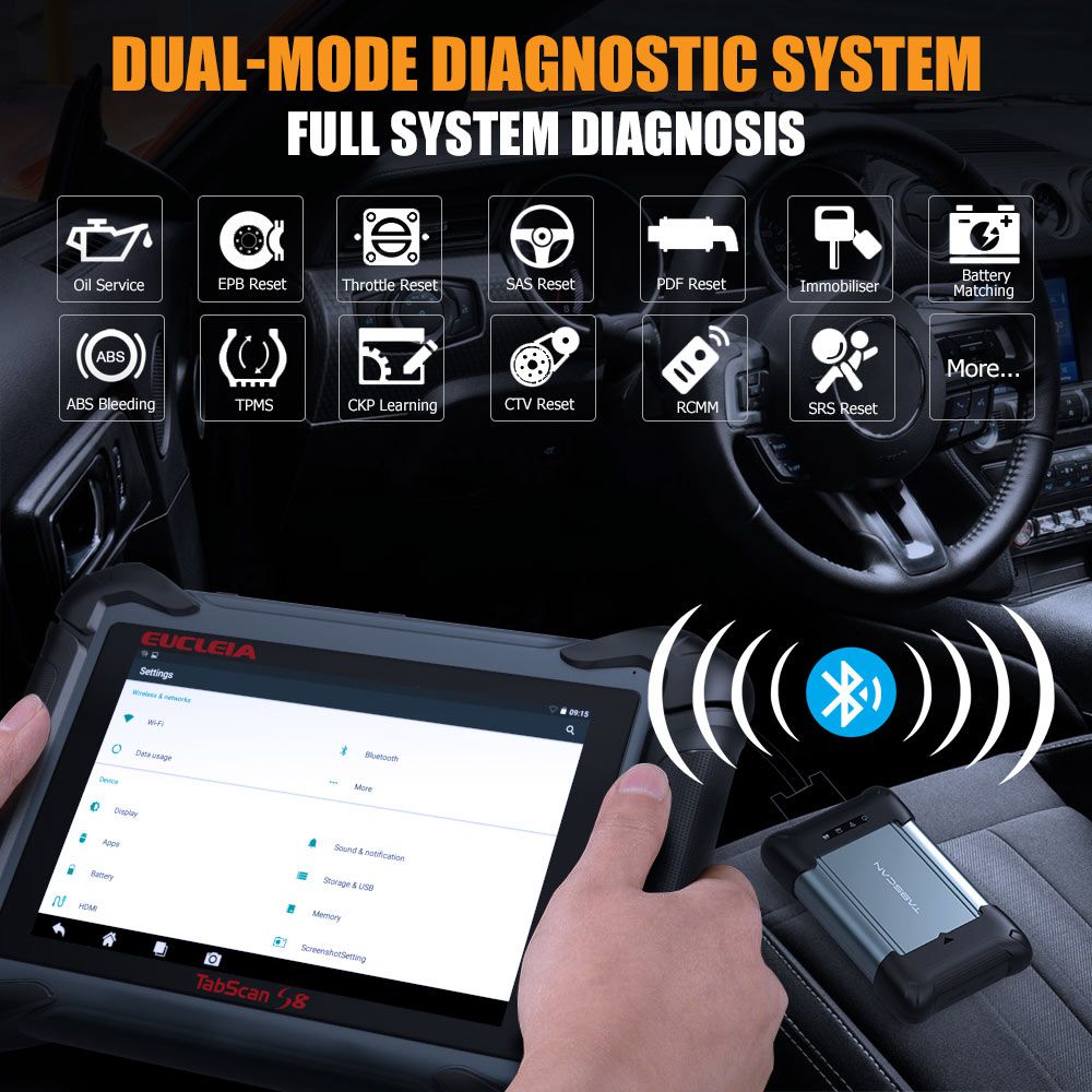 EUCLEIA TabScan S8 Pro Automotive Intelligent Dual-mode Diagnostic System Free Update Online for 18 Months