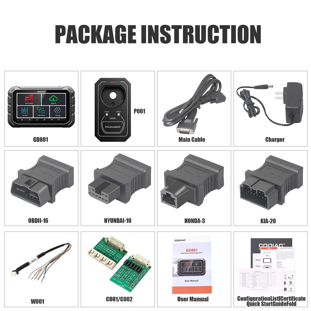 GODIAG GD801 Key Programmer Multi-language Support Mileage Correction ABS EPB TPMS EEPROM etc