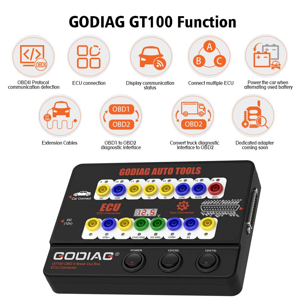 GODIAG GT100 Auto Tool OBDII Break Out Box ECU Connector