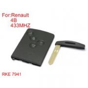 Renault Koleos Half Smart Remote Key 4 Buttons 433 MHZ PCF7941(After Market) Sliver Logo