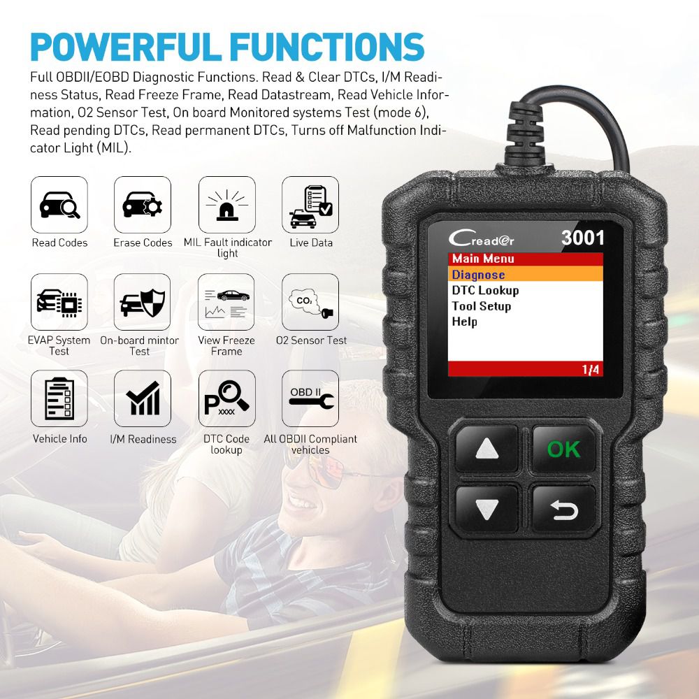 LAUNCH X431 CR3001 OBD 2 CAR Code Reader Support Full OBDII/EOBD Launch Creader 3001 CR3001 Auto Scanner PK AD310 NL100 ELM327