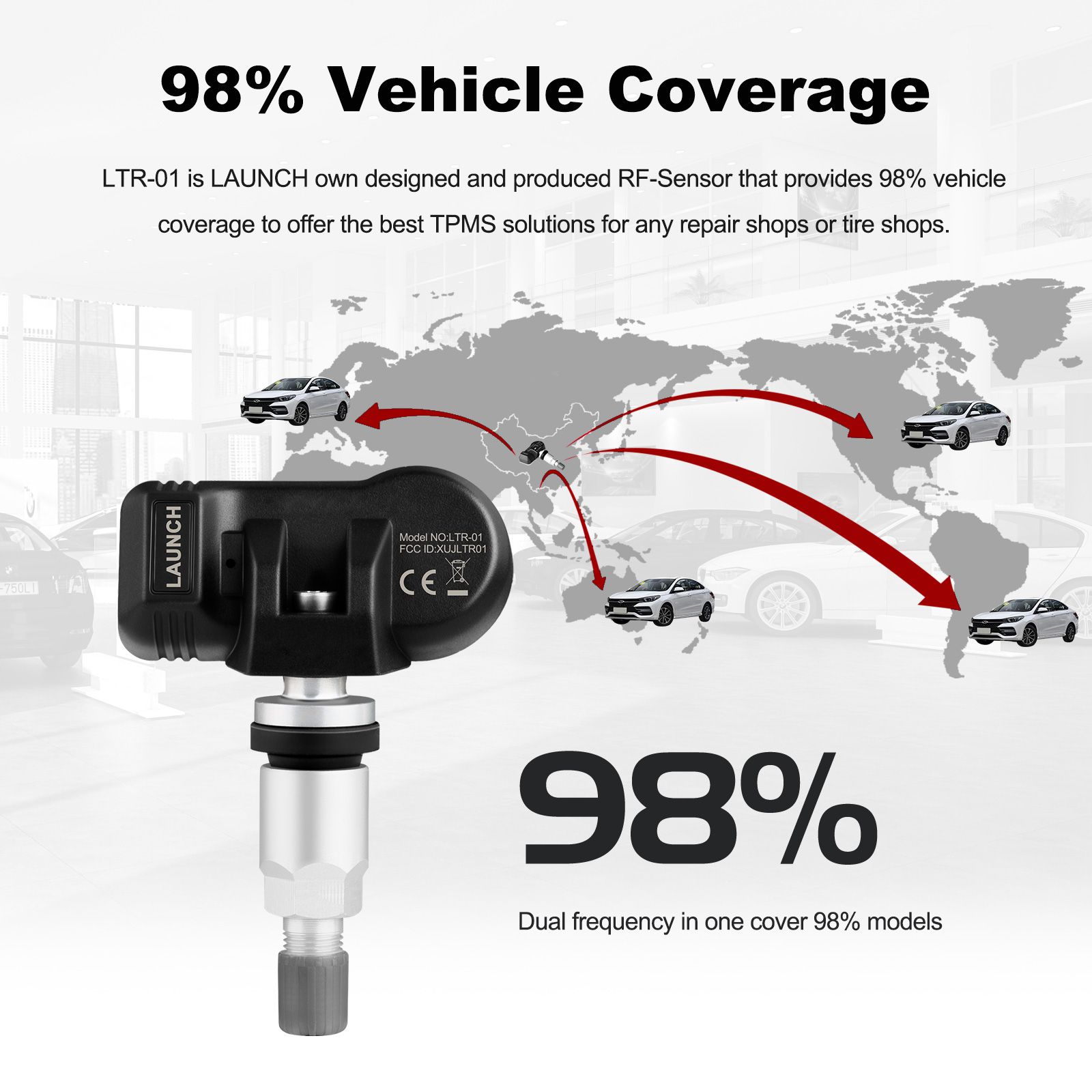 LAUNCH LTR-01 RF Sensor 315MHz & 433MHz TPMS Sensor Tool Metal & Rubber Free Shipping