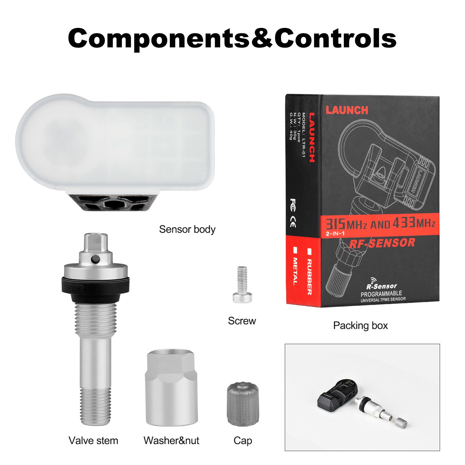 4pcs LAUNCH LTR-01 RF Sensor 315MHz & 433MHz TPMS Sensor Tool Metal & Rubber Free Shipping