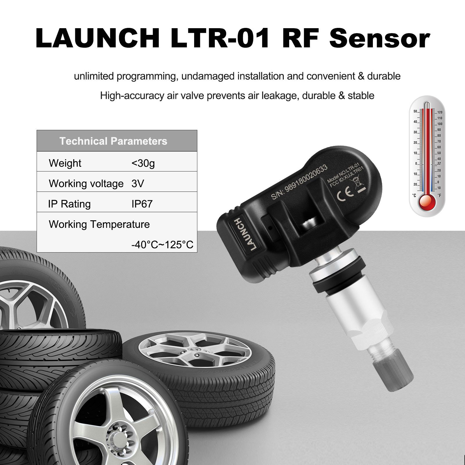 4pcs LAUNCH LTR-01 RF Sensor 315MHz & 433MHz TPMS Sensor Tool Metal & Rubber Free Shipping