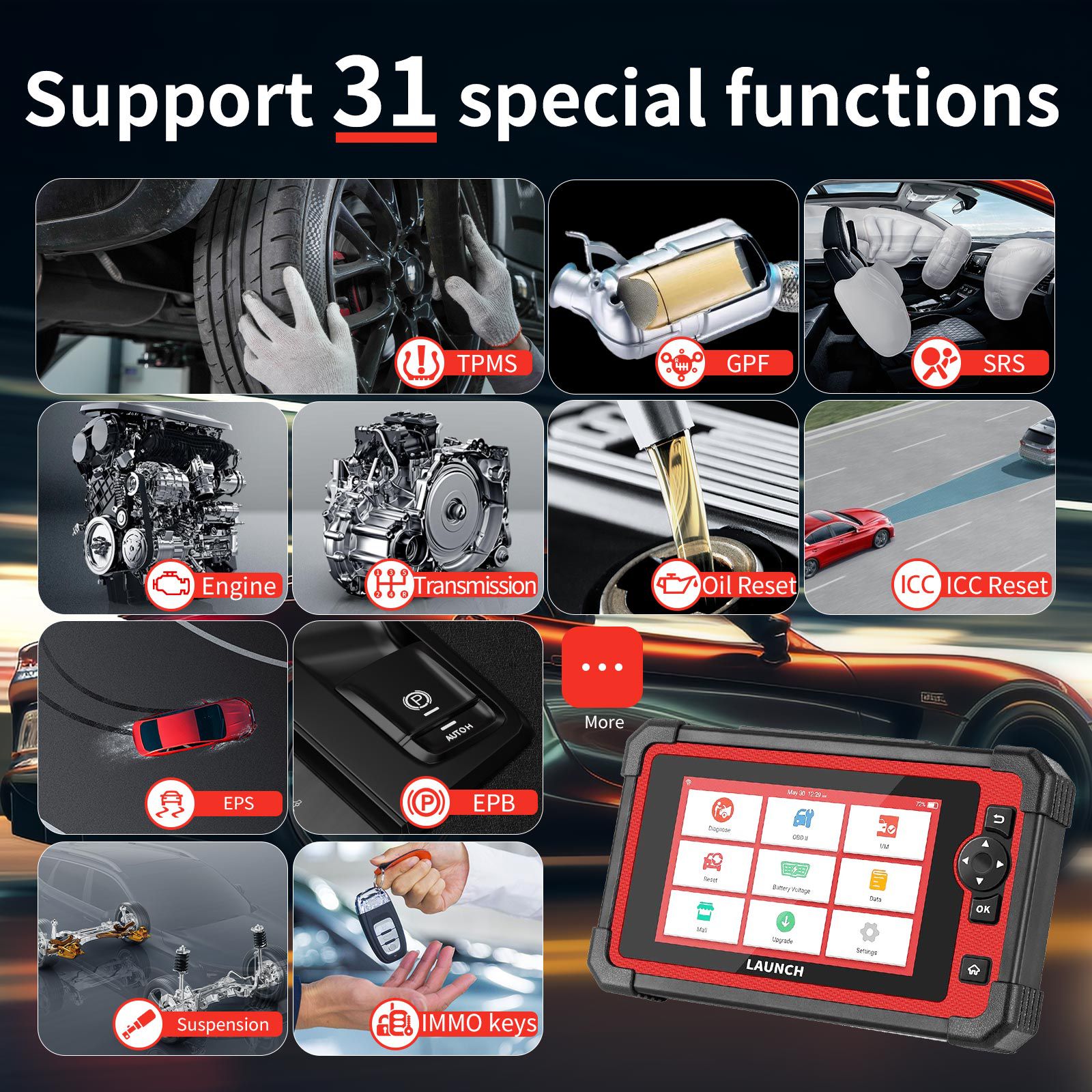 LAUNCH X431 CRP919E Global Version Full System Car Diagnostic Tools with 31+ Reset Service Auto OBD OBD2 Code Reader Scanner