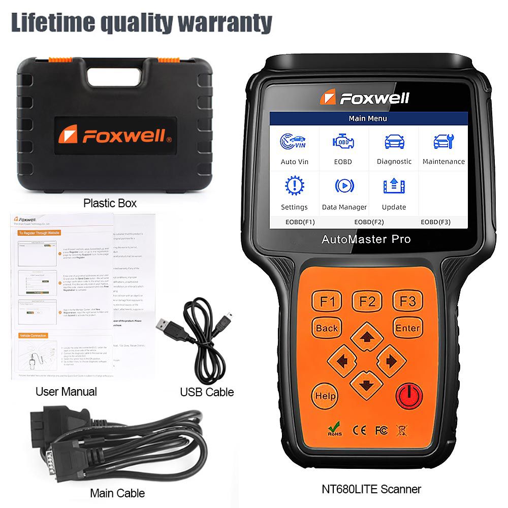 Foxwell NT680 Lite Four-System Scanner with Oil Service Reset+EPB Function