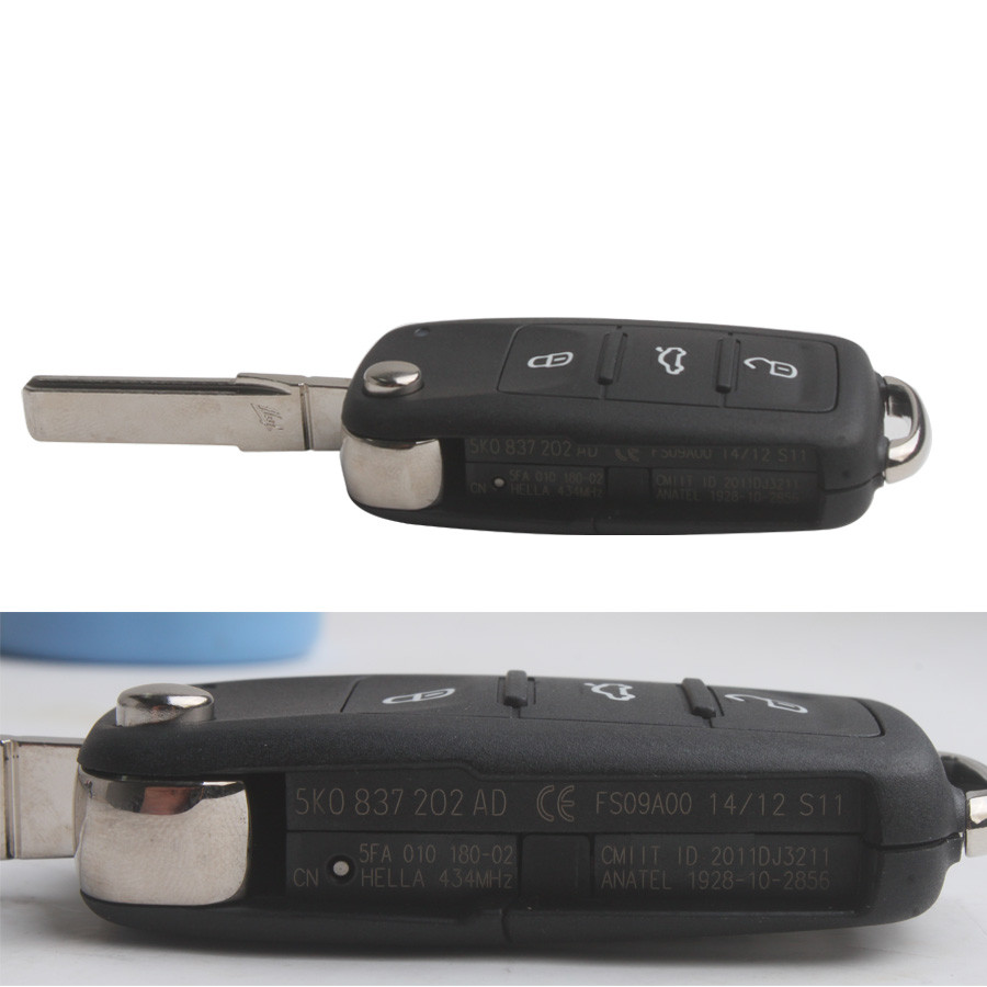 Remote Key For VW 5KO 959 753N 434MHZ 3 Button