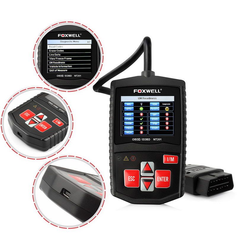 Original Foxwell NT201 Universal OBD2 EOBD CAN Scanner Automotive Engine Code Reader Scan Diagnostic Tool Car OBDII OBD 2 Scaner