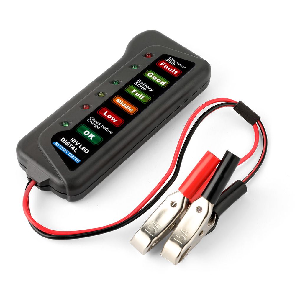 TIROL T16897 12V LED Digital Battery/Alternator Tester with 6 Led lights Display Indicates Condition