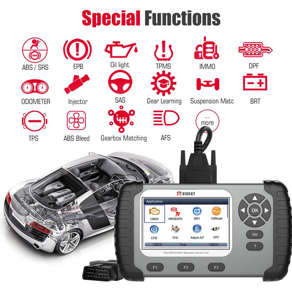 VIDENT iAuto 702 Pro Multi-Applicaton Service Tool with 39 Special Functions 3 Years Free Update Online