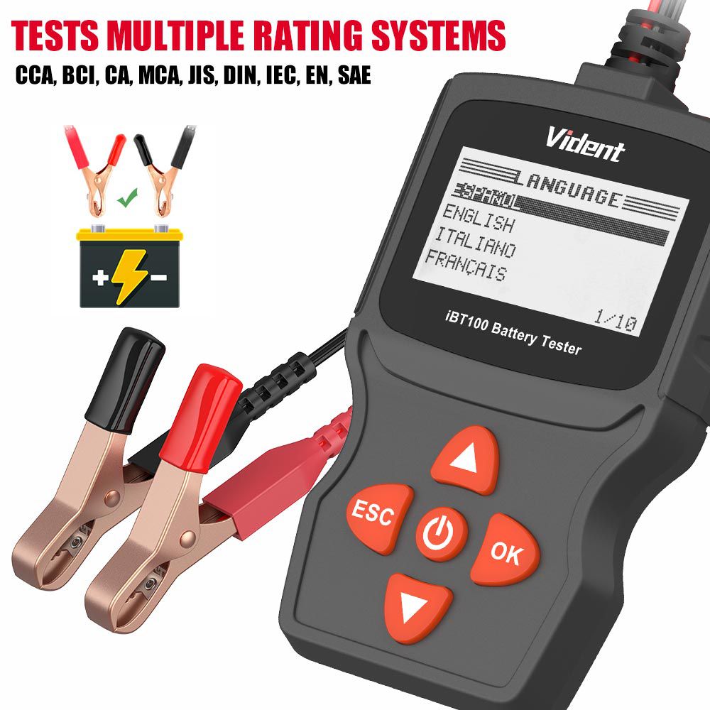  Vident iBT100 12V Battery Analyzer for Flooded, AGM,GEL 100-1100CCA Automotive Tester Diagnostic Tool