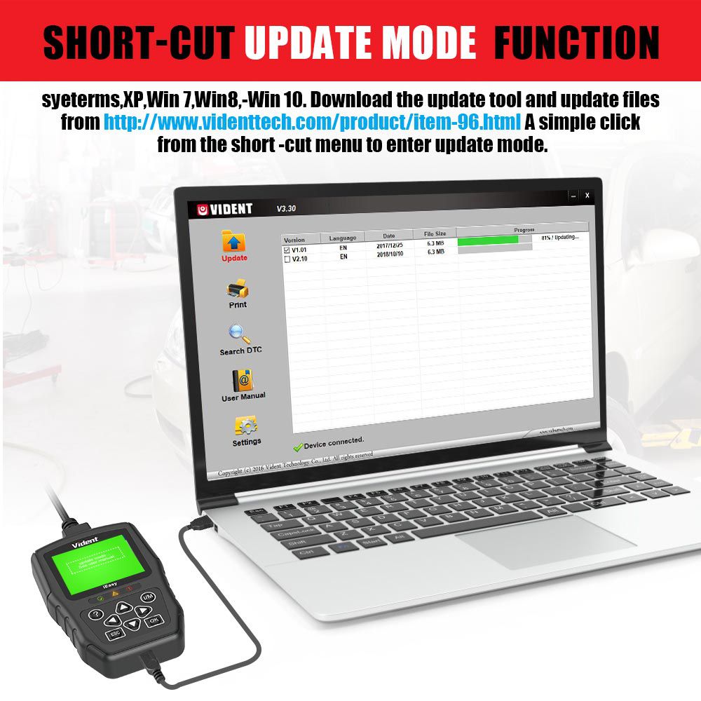 Vident iEasy300PRO EOBD/OBDII Code Reader Mode6 - Engine Diagnostics