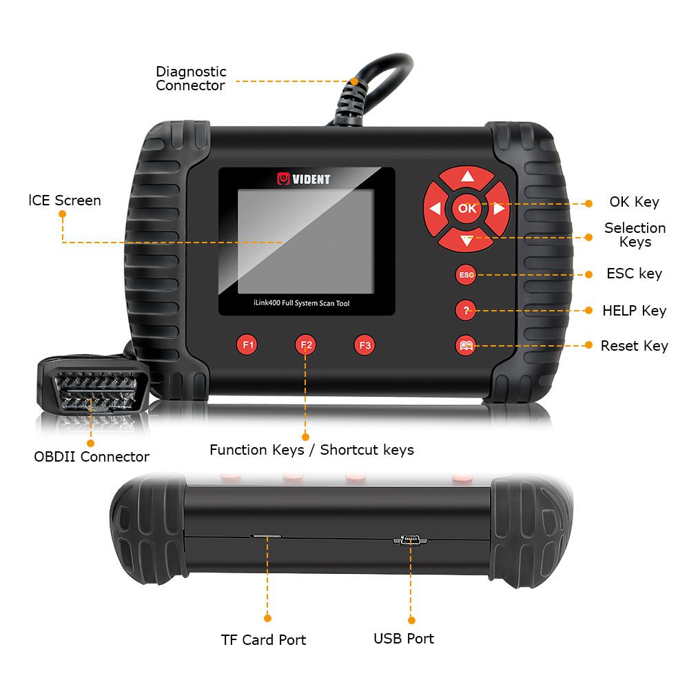 Original VIDENT iLink400 Full System Scan Tool Single Make Support ABS/SRS/EPB//DPF Regeneration/Oil Reset