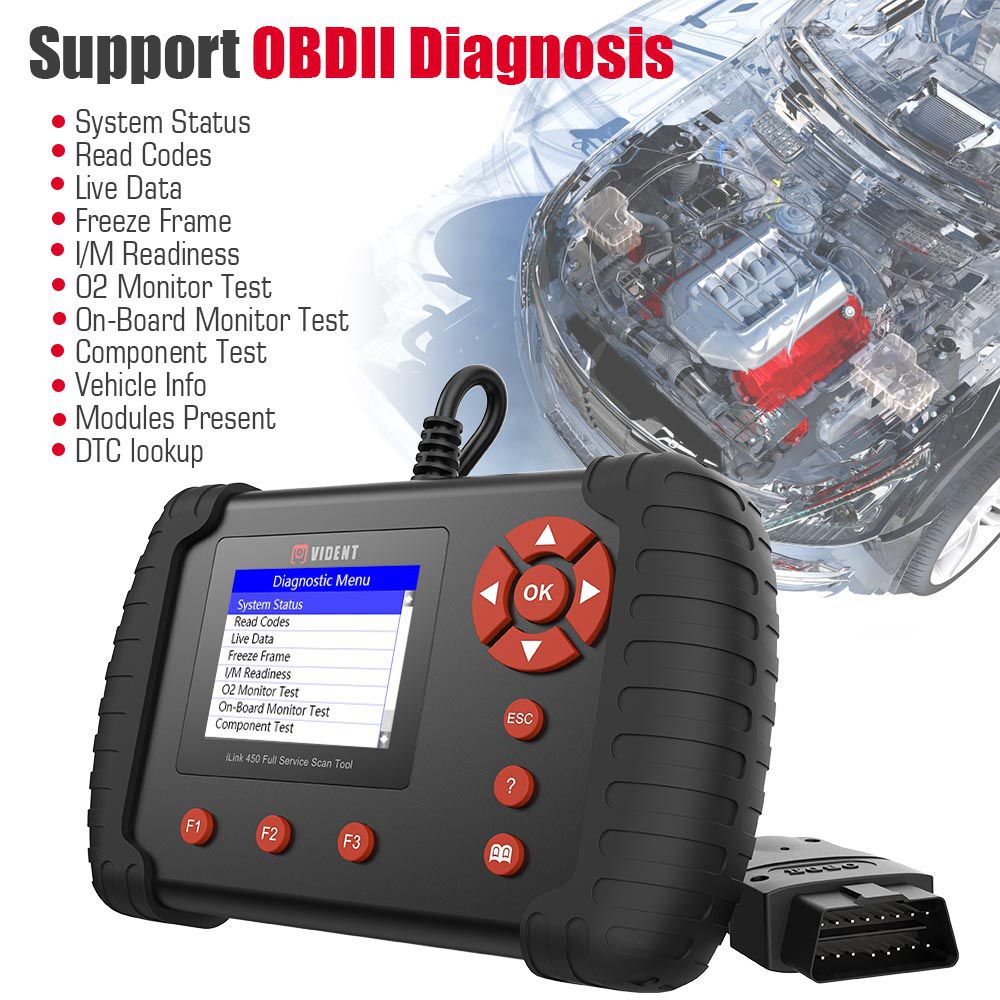 Vident iLink450 Full Service OBD2 Scan Tool Live Data EPB, Oil Service, ABS & SRS Reset, Battery Configuration etc