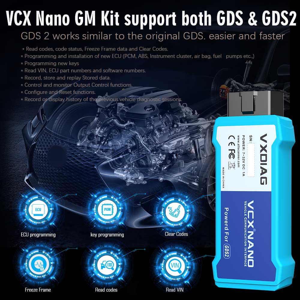 VXDIAG VCX NANO for GM/OPEL GDS2 V2021.4 Tech2WIN 16.02.24 Diagnostic Tool Wifi Version