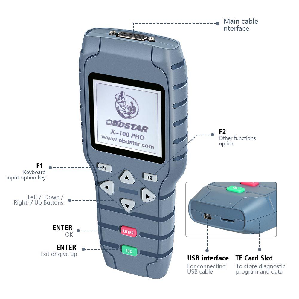 OBDSTAR X-100 PRO Auto Key Programmer (C+D) Type for IMMO+Odometer+OBD Software Get Free PIC and EEPROM 2-in-1 Adapter