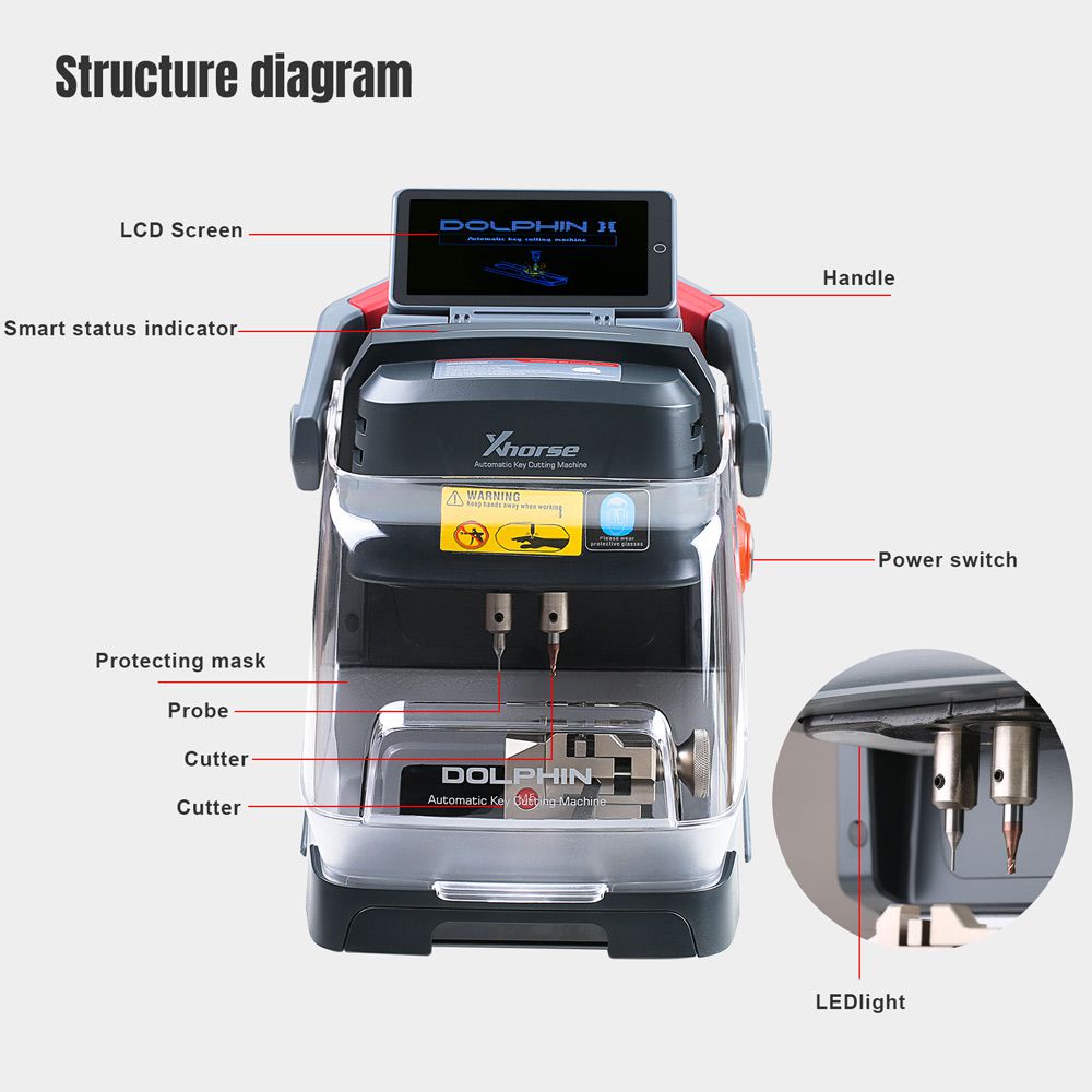 Xhorse Dolphin II XP-005L XP005L Automatic Portable Key Cutting Machine with Adjustable Screen and Built-in Battery