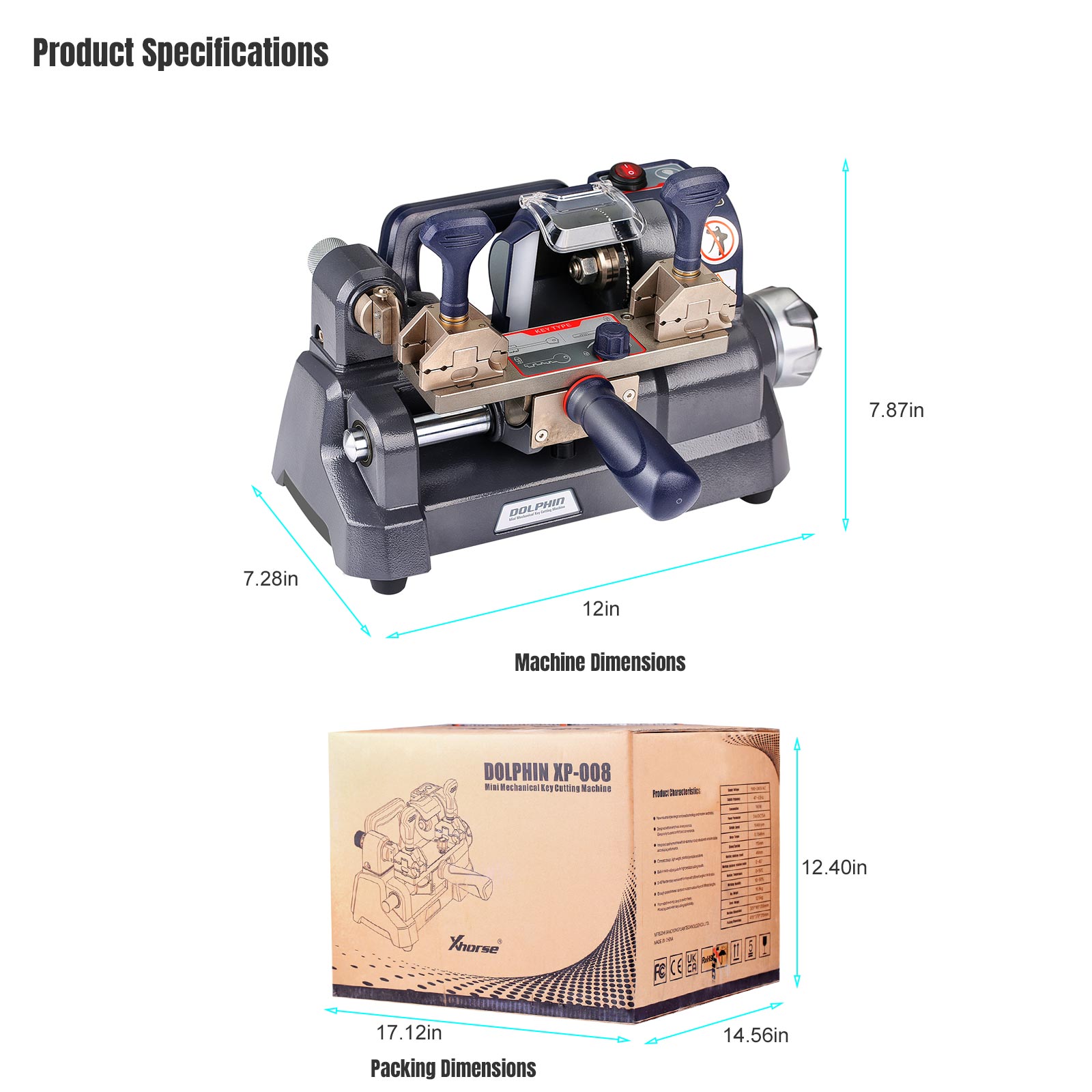 2022 Newest Xhorse Dolphin XP-008 Key Cutting Machine Mini Mechanical for Special Bit/ Double Bit Keys