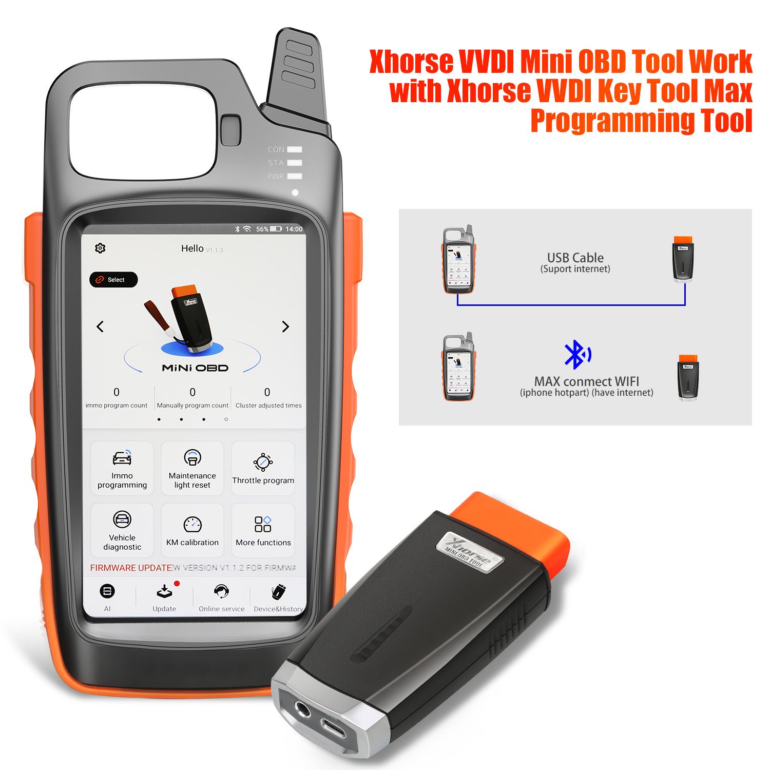 Xhorse VVDI Key Tool Max + MINI OBD Tool + Toyota 8A All Keys Lost Adapter Get Free Renew Cable