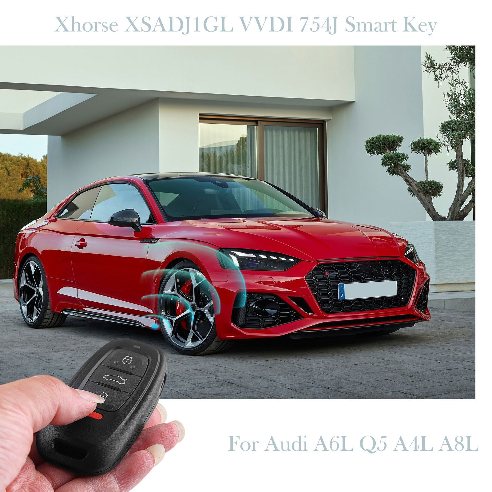 Xhorse XSADJ1GL VVDI 754J Smart Key for Audi 315/433/868MHZ A6L Q5 A4L A8L with Key Shell