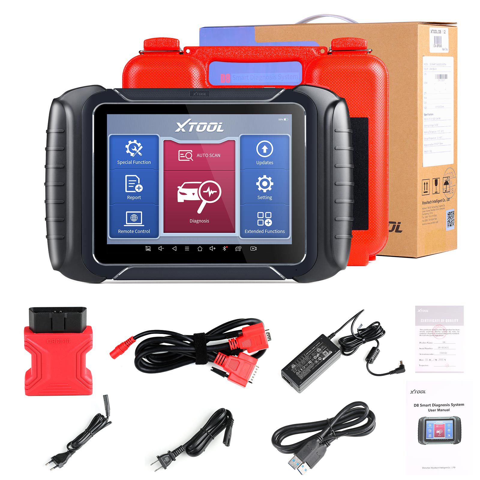 2022 Newest XTOOL D8 Professional Automotive Scan Tool Bi-Directional Control OBD2 Car Diagnostic Scanner+ECU Coding 31+ Services+Key Programming