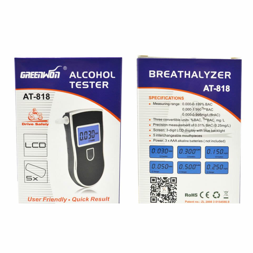 AT-818 Digital Alcotest Alcohol Tester Breath Analyzer Detector Breathalyzer Tester