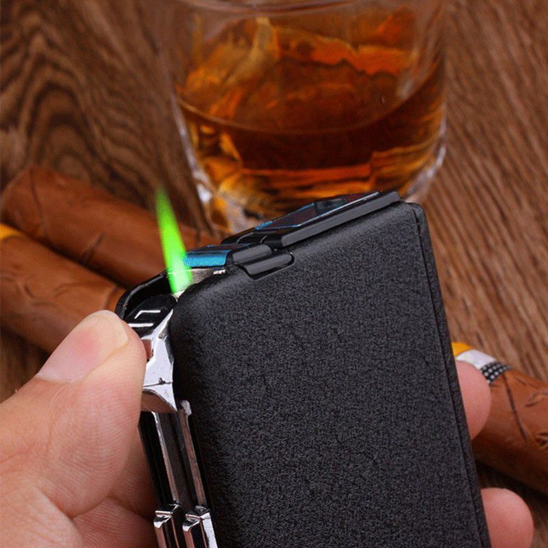 Automatic Ejection Butane Lighter Cigarette Case