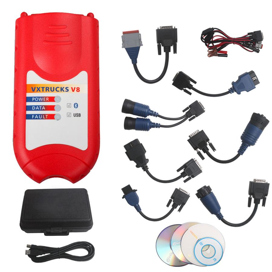 NEX-IQ Bluetooth Version VXTRUCKS V8 USB Link Wireless Diagnose Interface with All Adapters(Red)