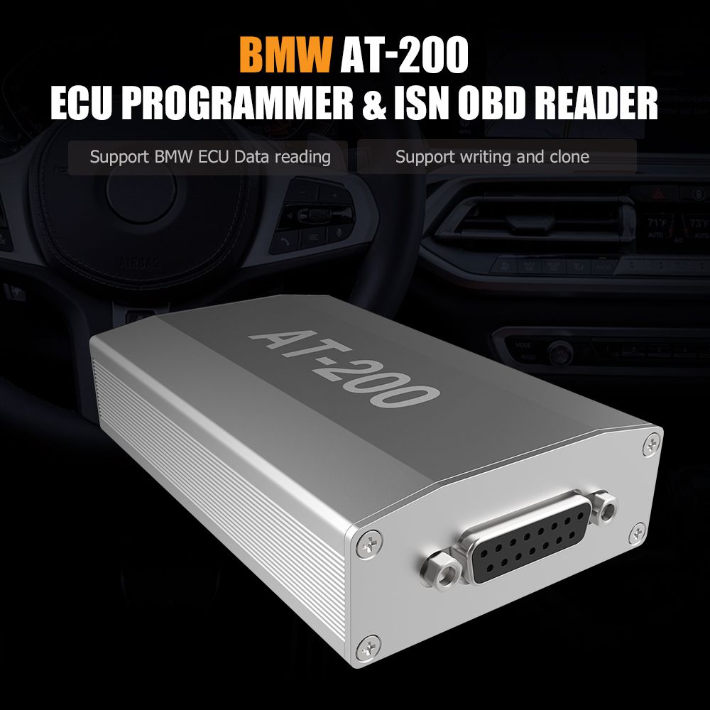 BMW AT-200 AT200 V1.6.1 ECU Programmer & ISN OBD Reader Support MSV90 MSD85 MSD87 B48 etc