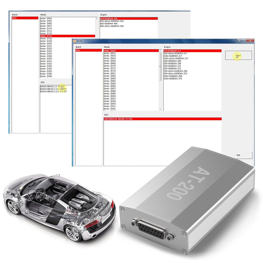 BMW AT200 AT-200 V1.8.5 with Full License Activated ECU Programmer & ISN OBD Reader