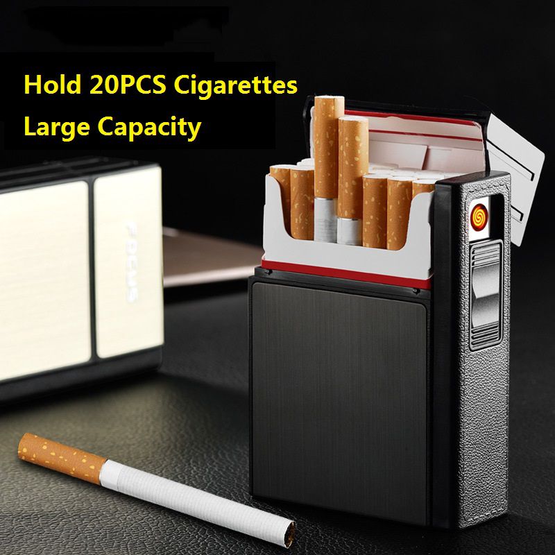 CC035A Brand New Detachable Metal Cigarette Case with USB Rechargeable Eletronic Lighter