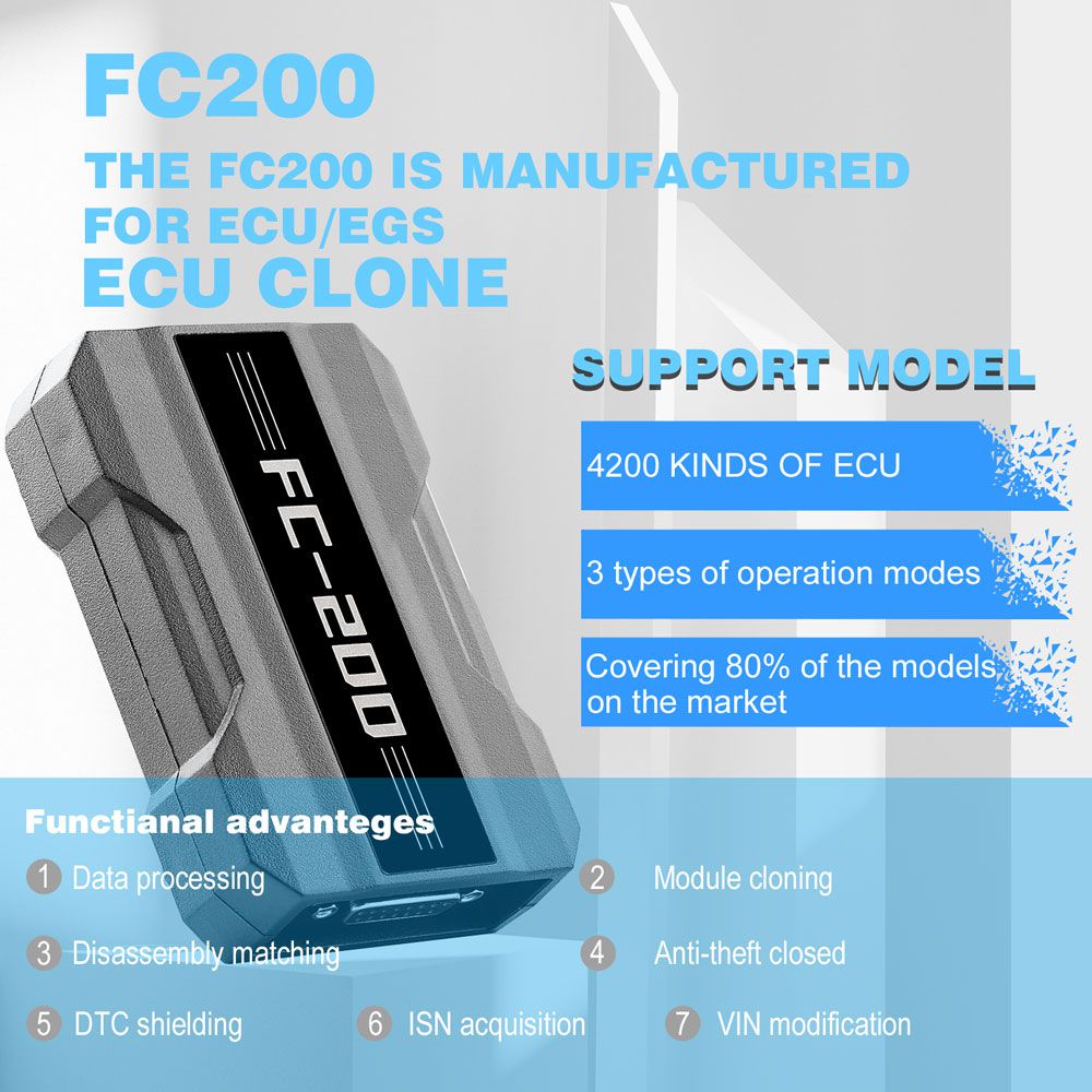 V1.1.7.0 CG FC200 ECU Programmer Full Version Support 4200 ECUs and 3 Operating Modes Upgrade of AT200