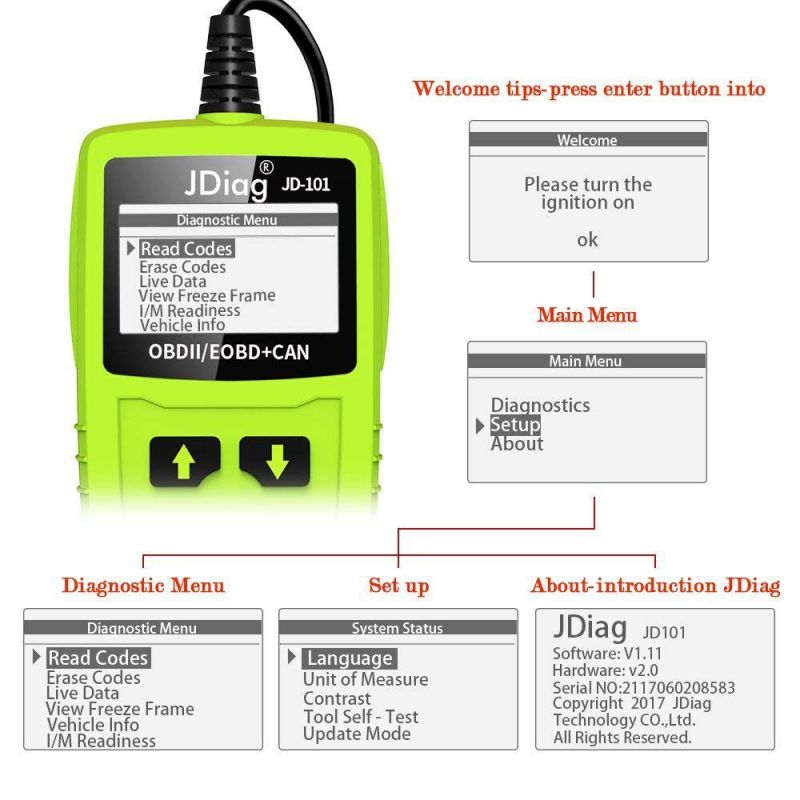 JDiag JD101 Code Readers Engine Scan Tool