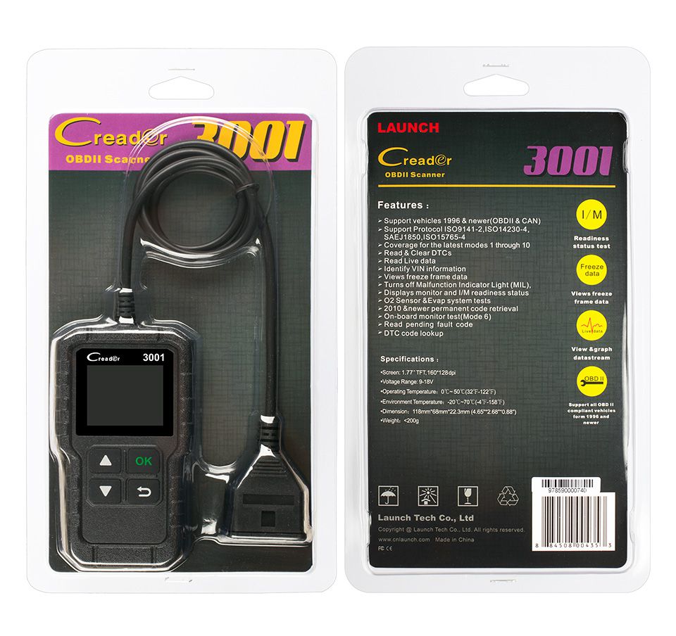 LAUNCH X431 Creader 3001 Full OBD2 EOBD Code Reader