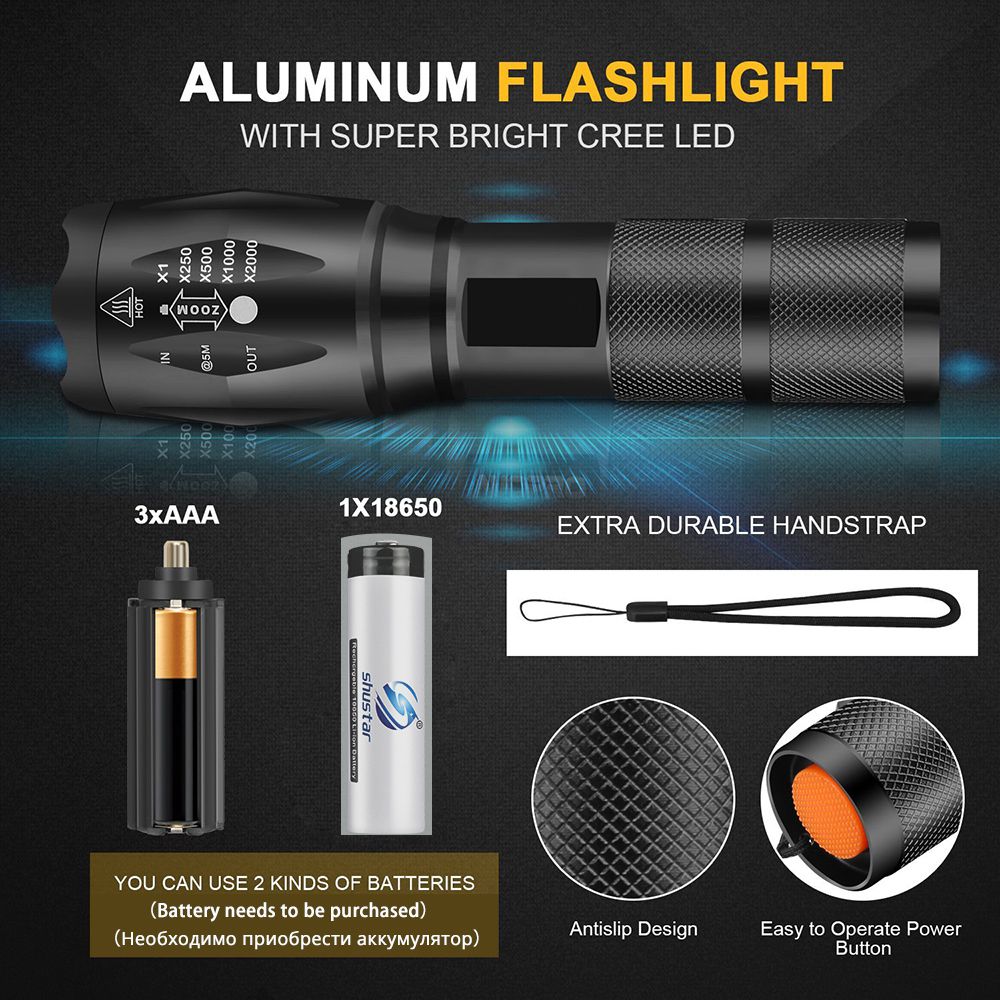 Led Flashlight XML T6 Linterna Torch 1000 Lumens Outdoor Camping Powerful Led Flashlight Waterproof