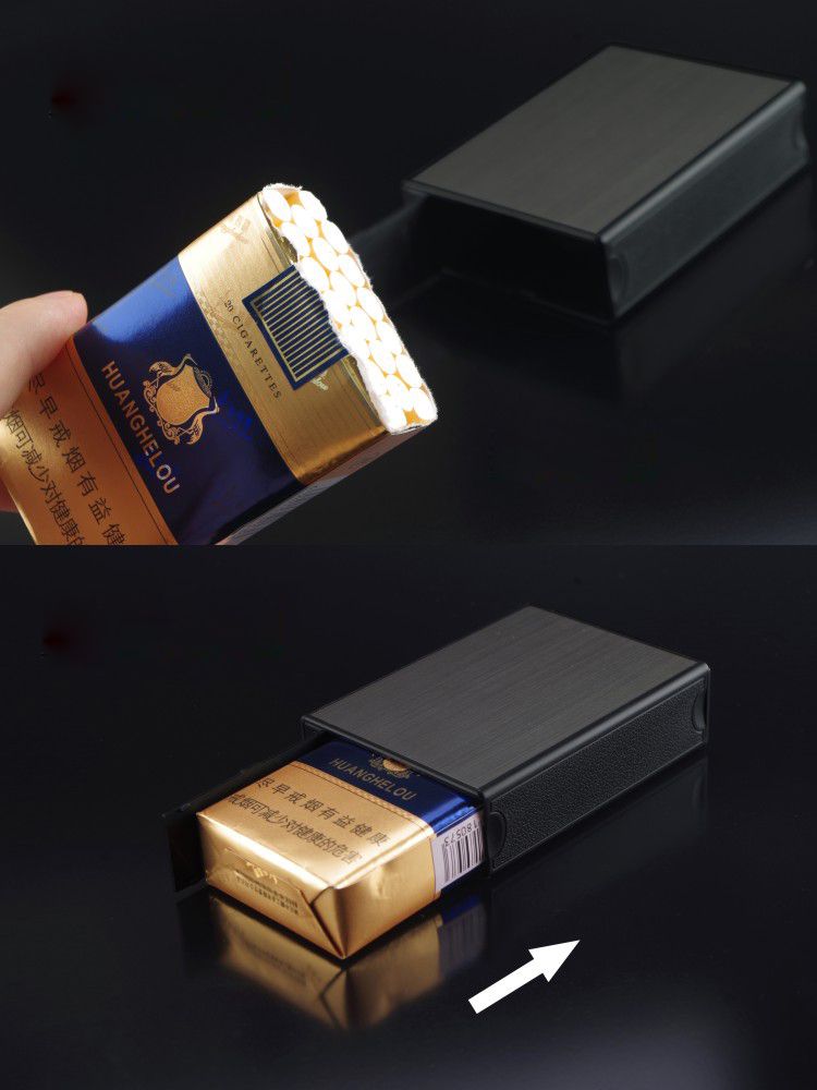 V707 Metal Cigarettes Case with USB Rechargeable Electronic Lighter