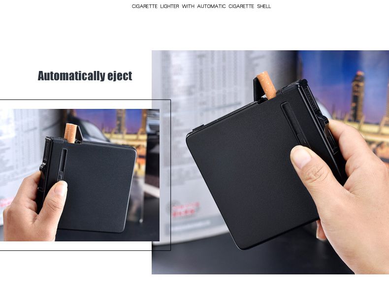 Automatic Ejection Metal Cigarette Case Cigar Box Windproof Inflatable Gas Lighter