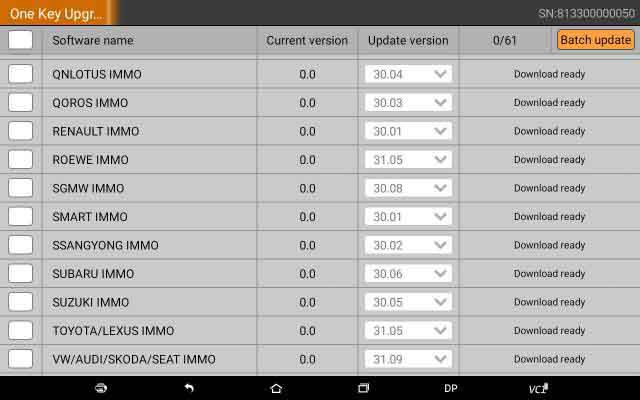 OBDSTAR X300 DP PAD One Key Update