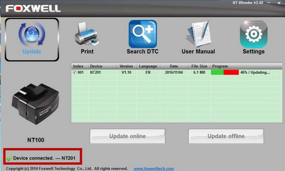 Original Foxwell NT201 Universal OBD2 EOBD CAN Scanner